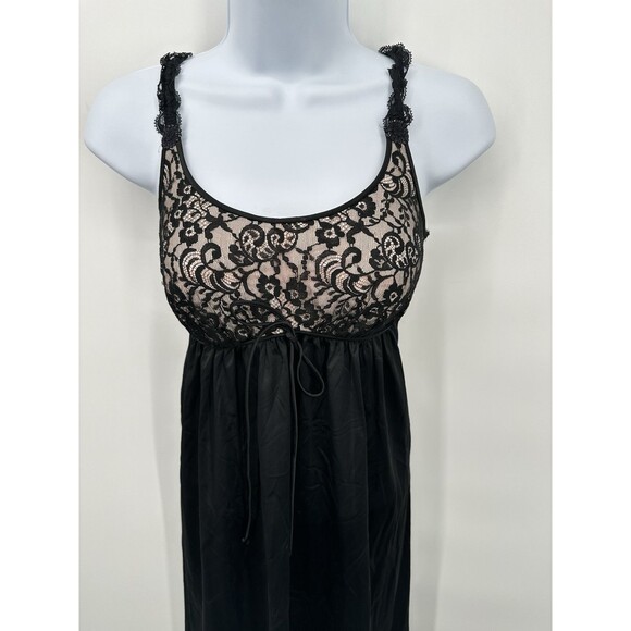 Vanity‎ Fair Nightgown Vintage Womens Size 34 Black Lace Bust Bow Detail Layered - Picture 2 of 11